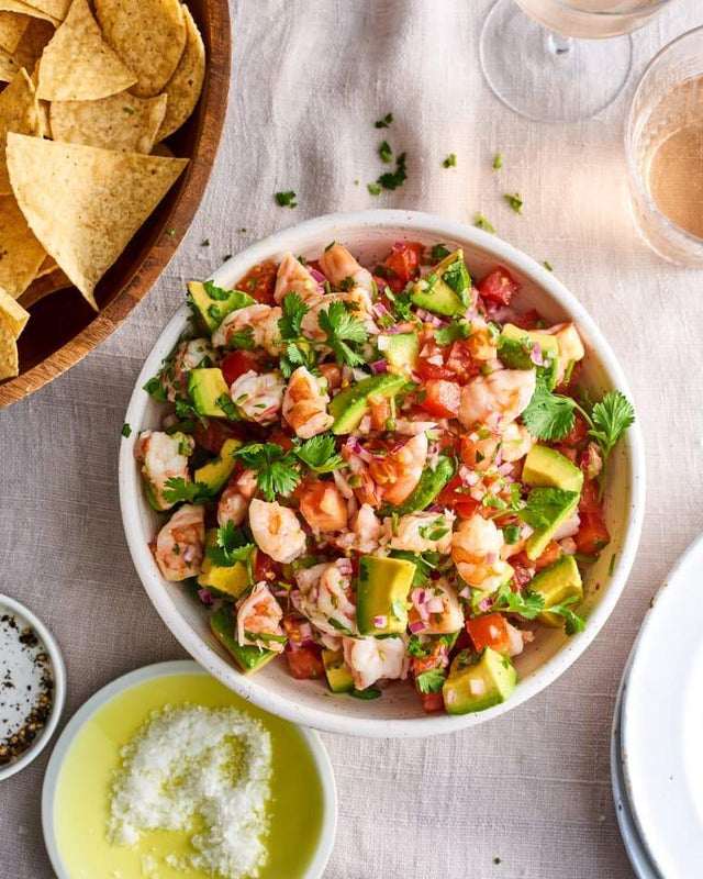 CEVICHE DE CAMARONES CON PALTA