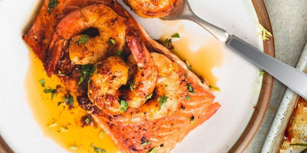 SALMÓN ROYALE CON CAMARONES
