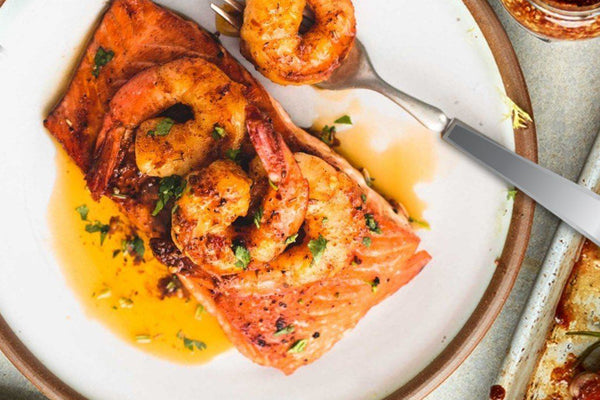 SALMÓN ROYALE CON CAMARONES