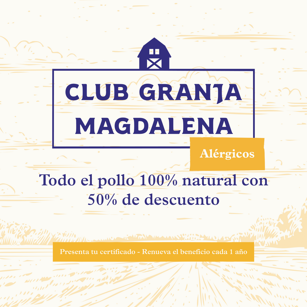 Envianos tu certificado y obten un 50% de descuento en todo el pollo 100% natural durante un año