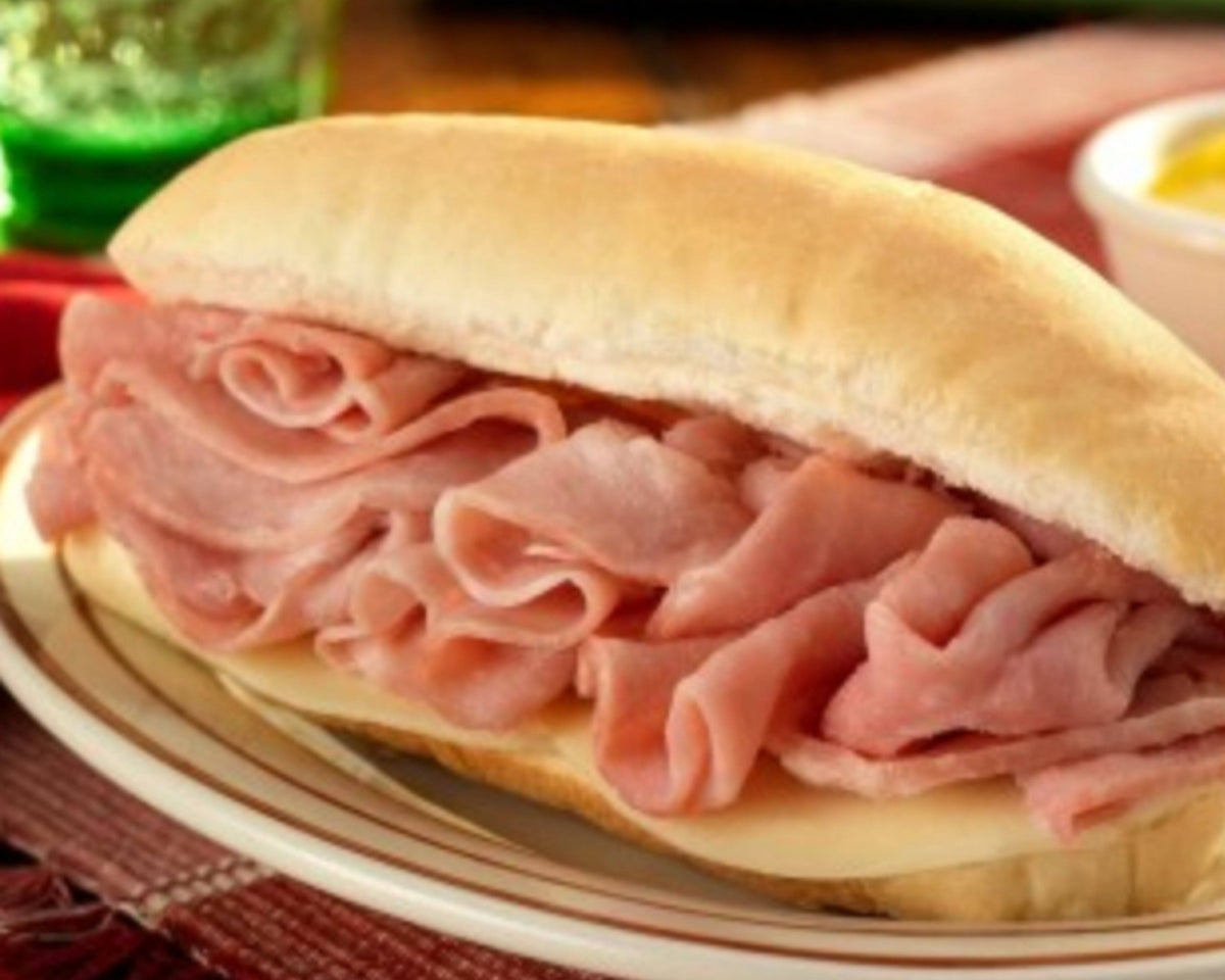 Jamón de cerdo en un rico sandwich